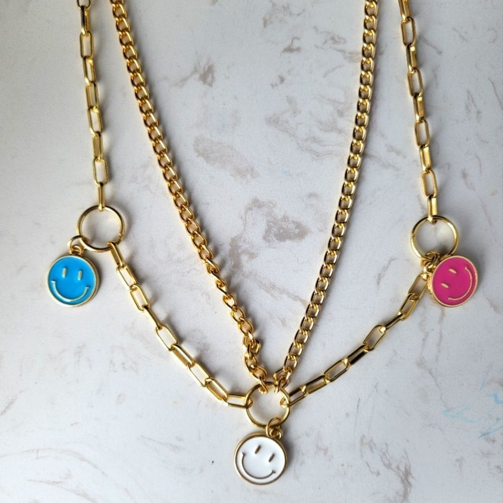 NEW 2 layers necklace fashion gold tone with charms